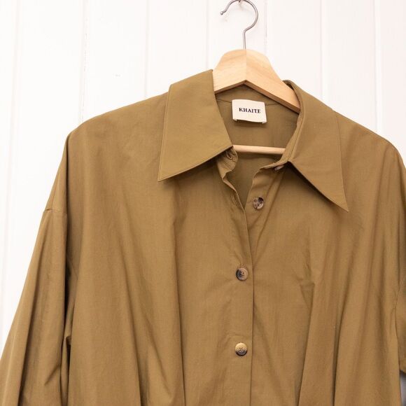 KHAITE The Winnie Dress in Khaki Size Small - Picture 3 of 9